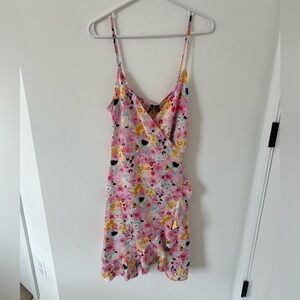 Floral Spaghetti Strap Wrap Dress